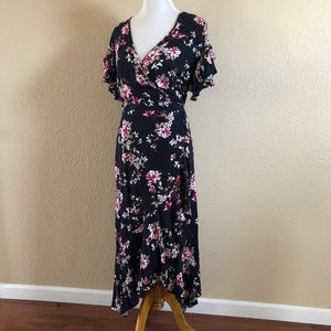 Sofia Max Floral Wrap Ruffle Maxi Dress Size S New